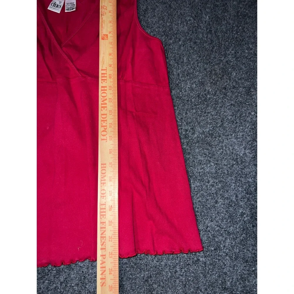 Duo Maternity Red Cotton Surplice V-Neck Sleeveless Tank Top XL Lettuce Hem